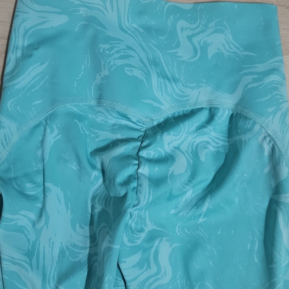 Gymshark Waist Support Leggings Bright Turquoise Print High Stay-put Waist XS - Picture 6 of 9